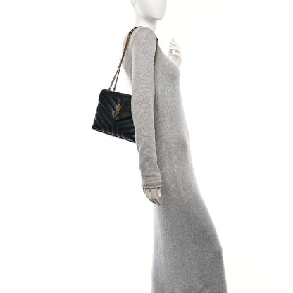 Saint Laurent Calfskin Y Quilted Monogram Small Loulou Chain Satchel Black 2 of 10