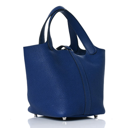 Hermes Taurillon Clemence Picotin Lock 18 PM Bleu Saphir 3 of 9