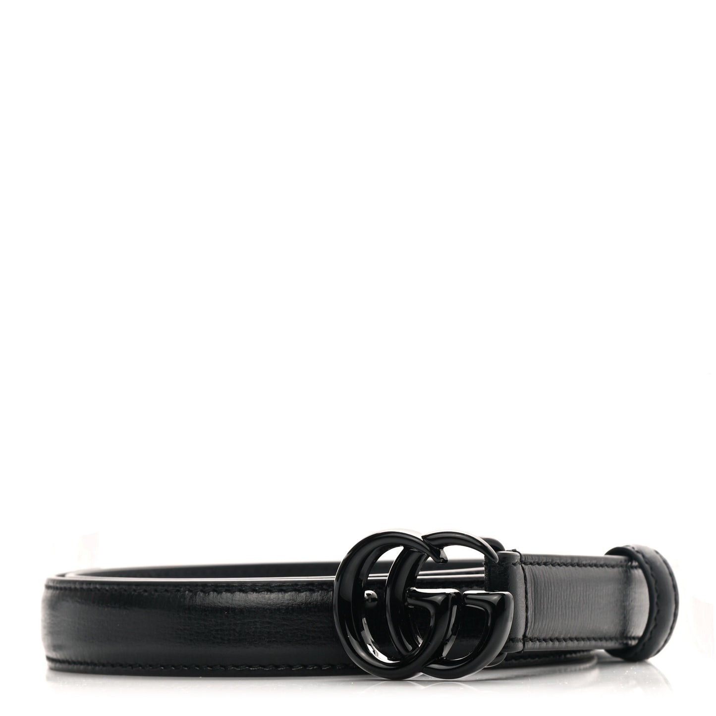 Azalea Calfskin Enamel Monochrome Double G 20mm Belt 80 32 Black