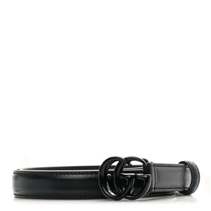 Gucci Azalea Calfskin Enamel Monochrome Double G 20mm Belt 80 32 Black 1 of 3