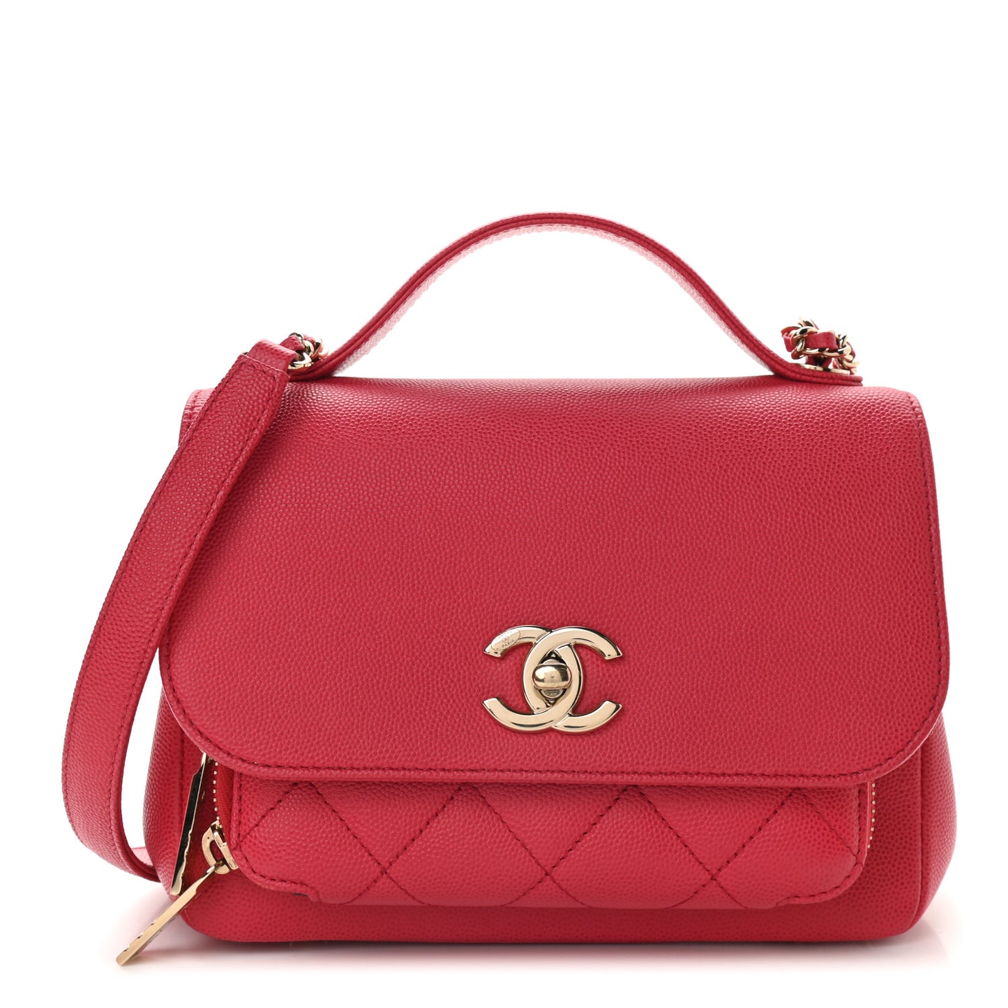 Caviar Quilted Small Business Affinity Flap Red