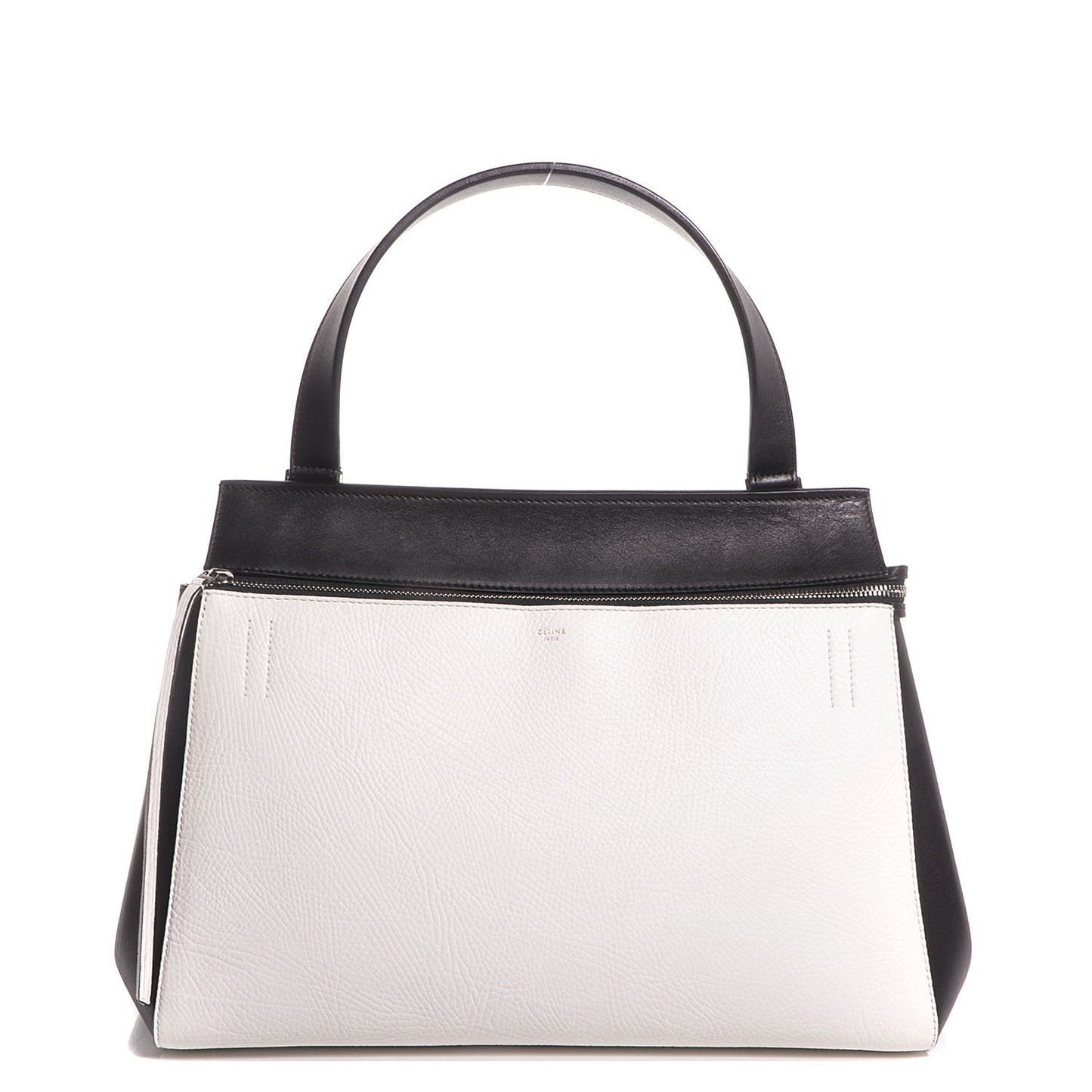 Textured Calfskin Large Edge Shoulder Bag Black