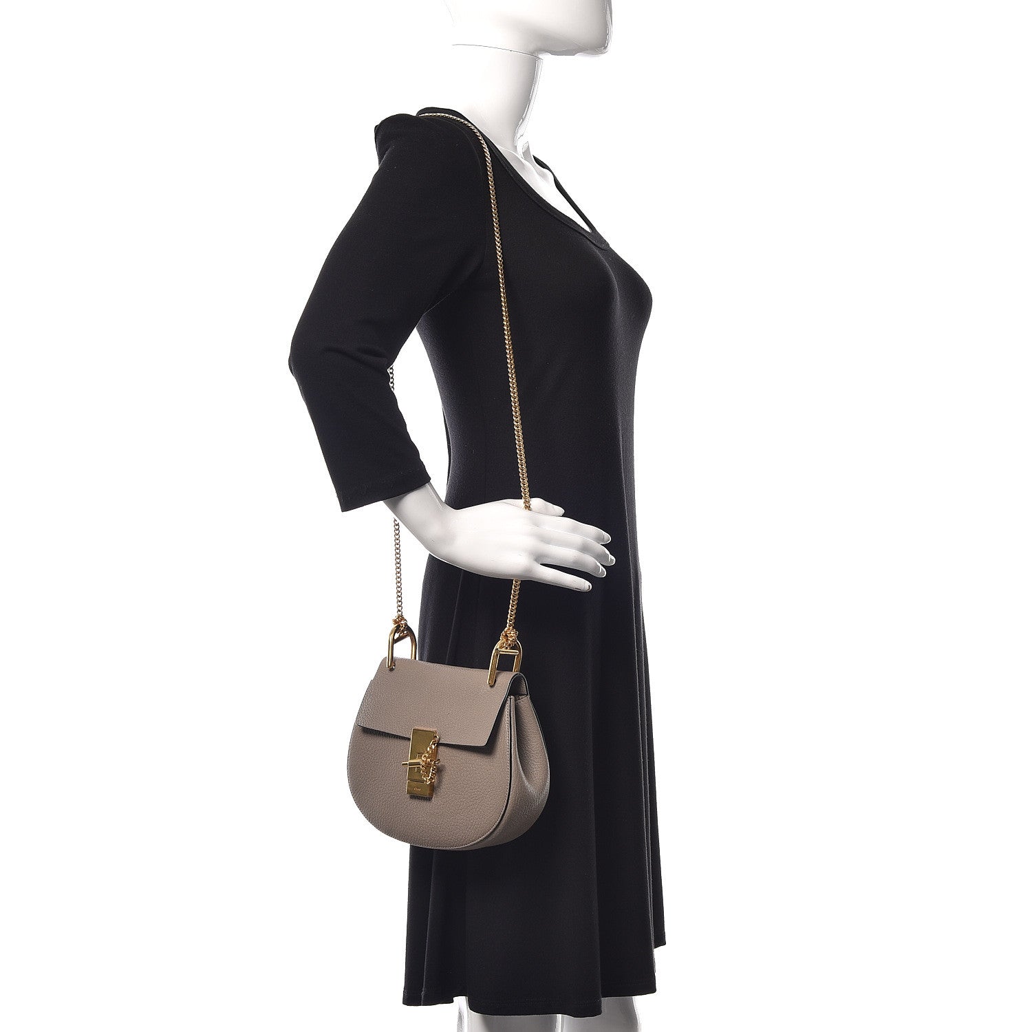 Chloe Grained Lambskin Mini Drew Shoulder Bag Motty Grey 2 of 18