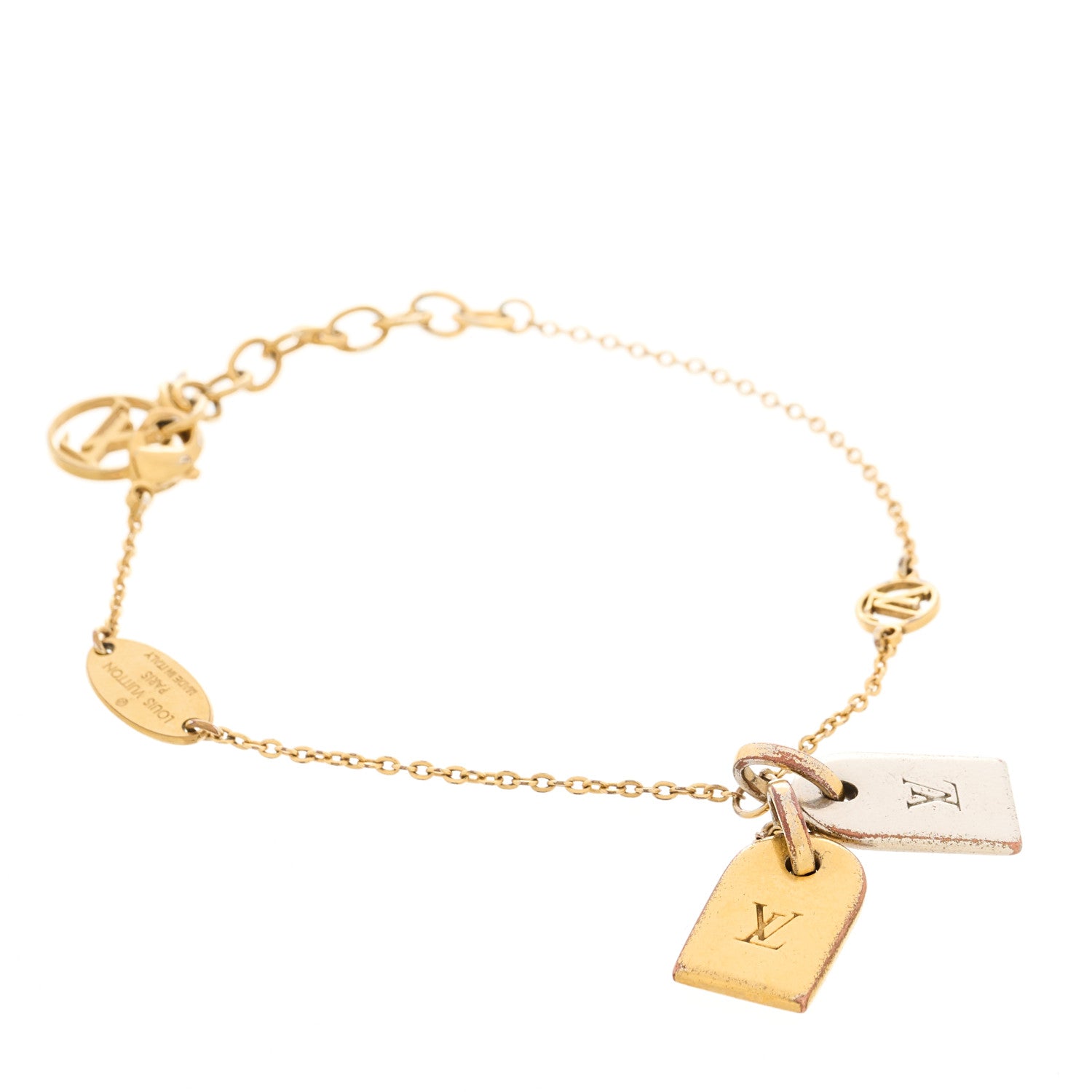 Louis Vuitton Brass Nanogram Bracelet Silver Gold 1 of 5