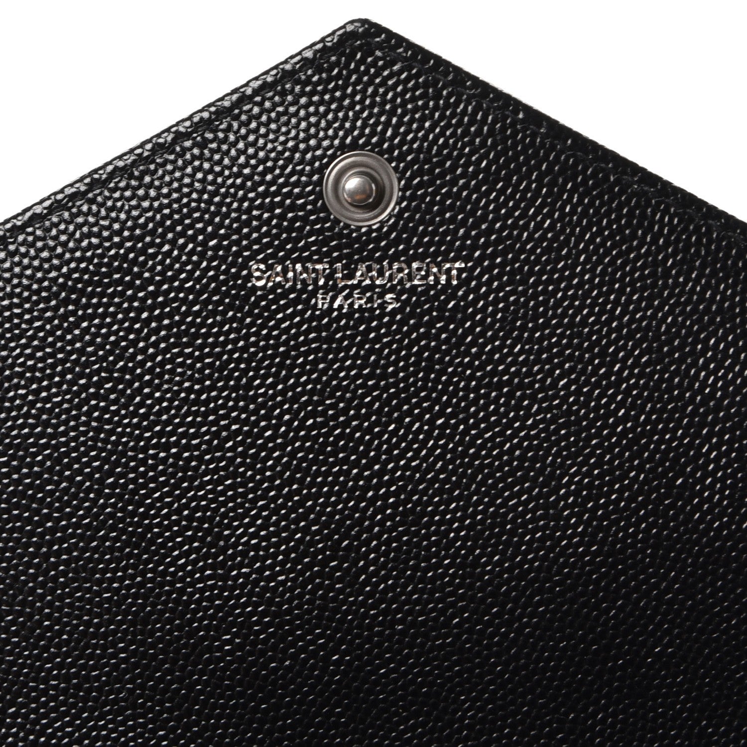 Saint Laurent Grain De Poudre Matelasse Chevron Monogram Chain Wallet Black 6 of 10