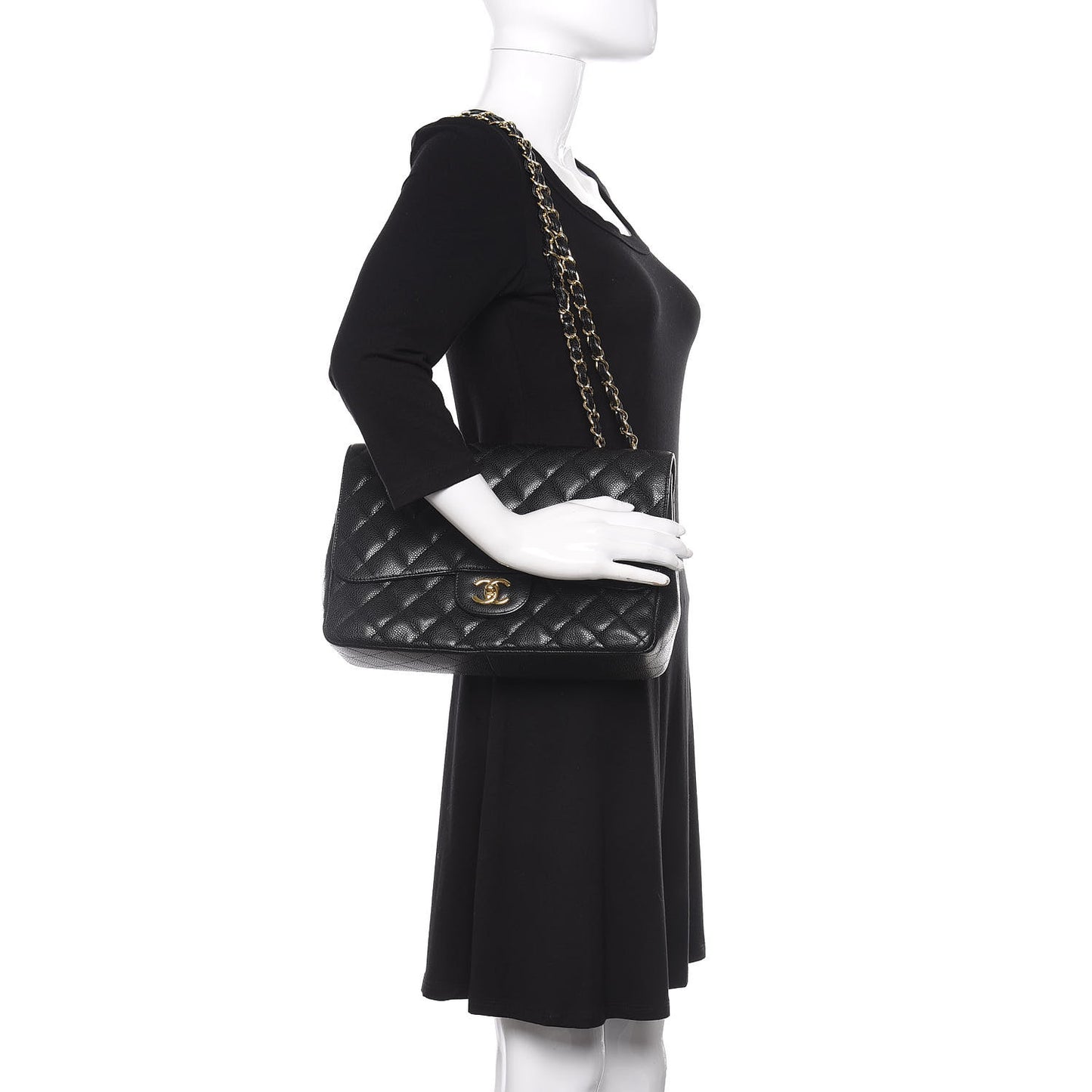 Caviar Quilted Jumbo Single Flap Black