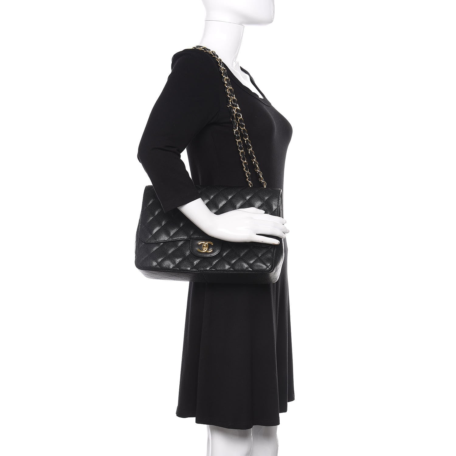Chanel Caviar Quilted Jumbo Single Flap Black 2 of 10