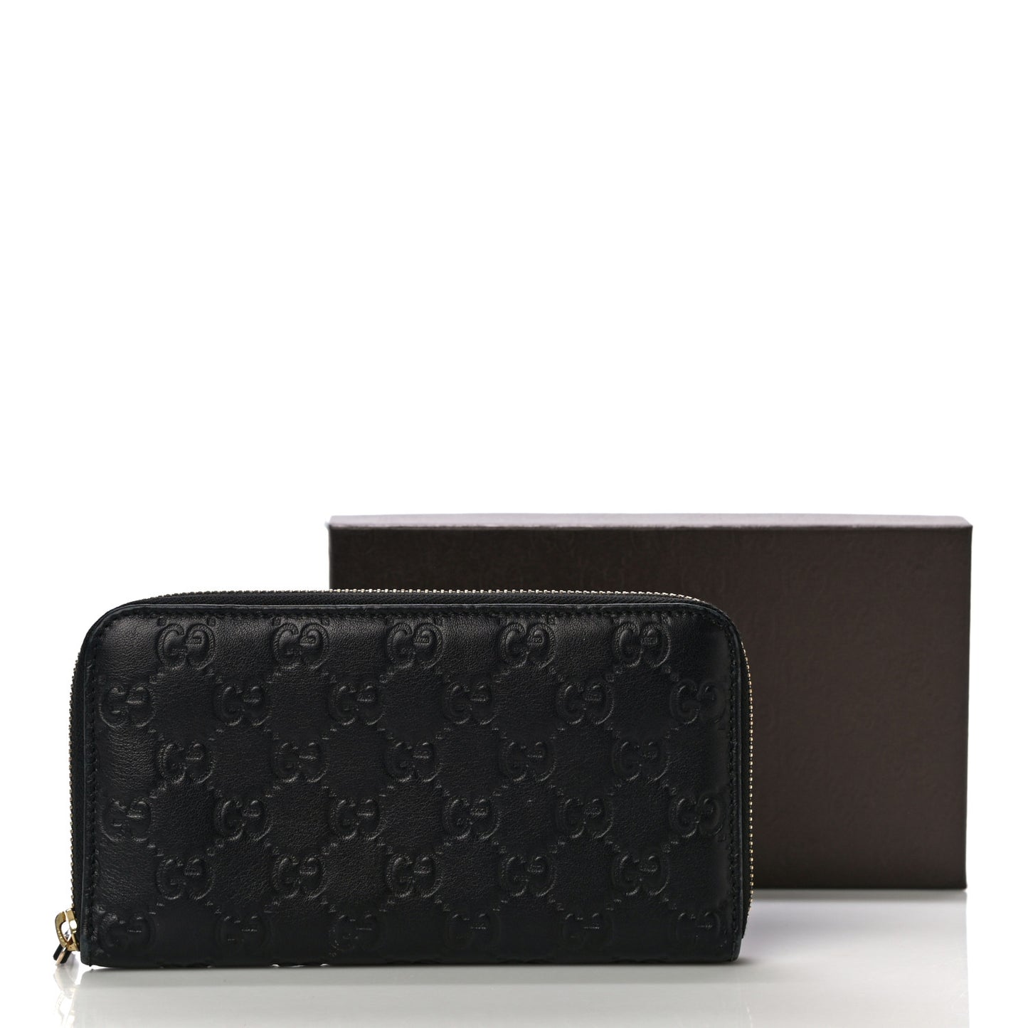 Guccissima Vitello Tender Zip Around Wallet Black