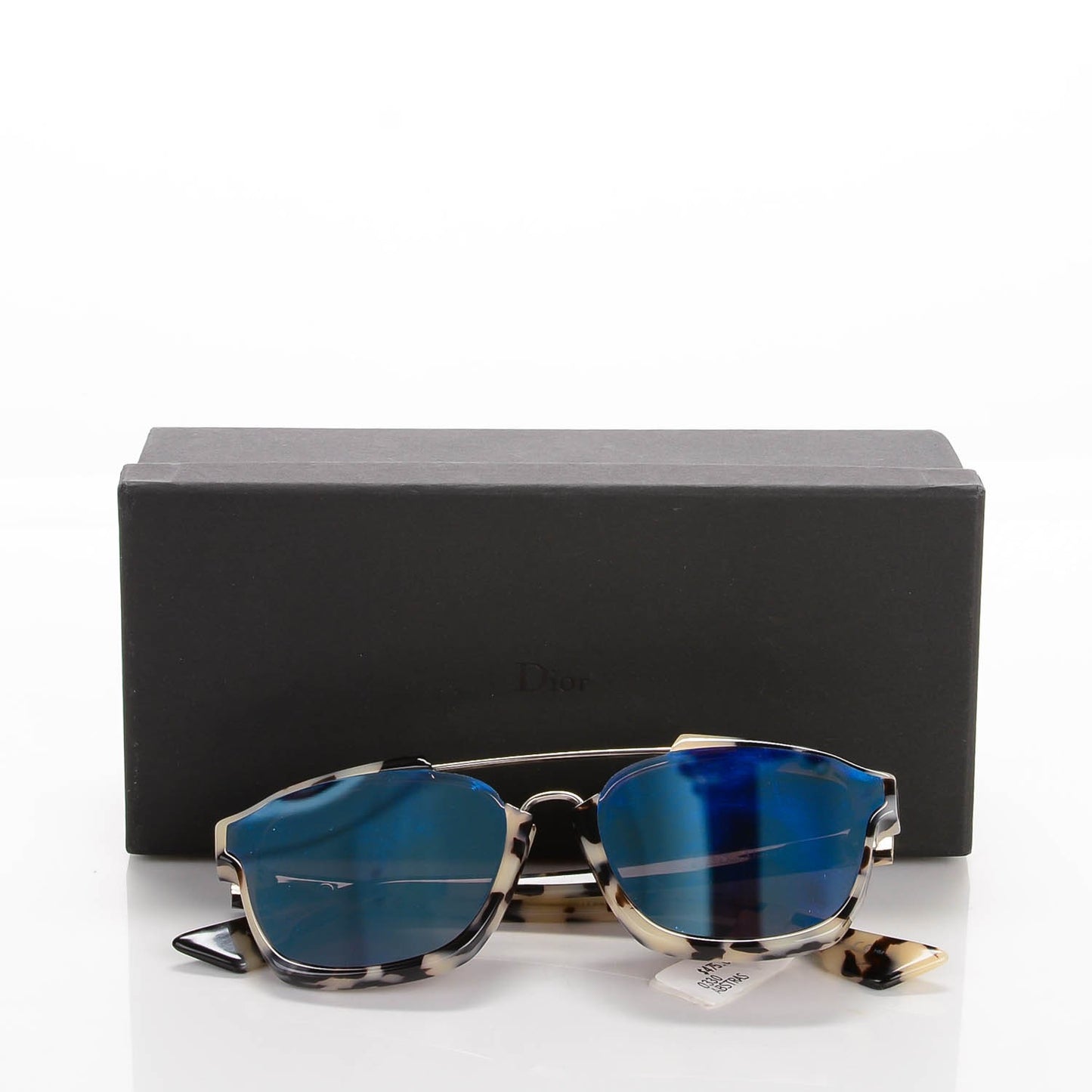 Abstract Mirrored Sunglasses Spotted Havana Blue