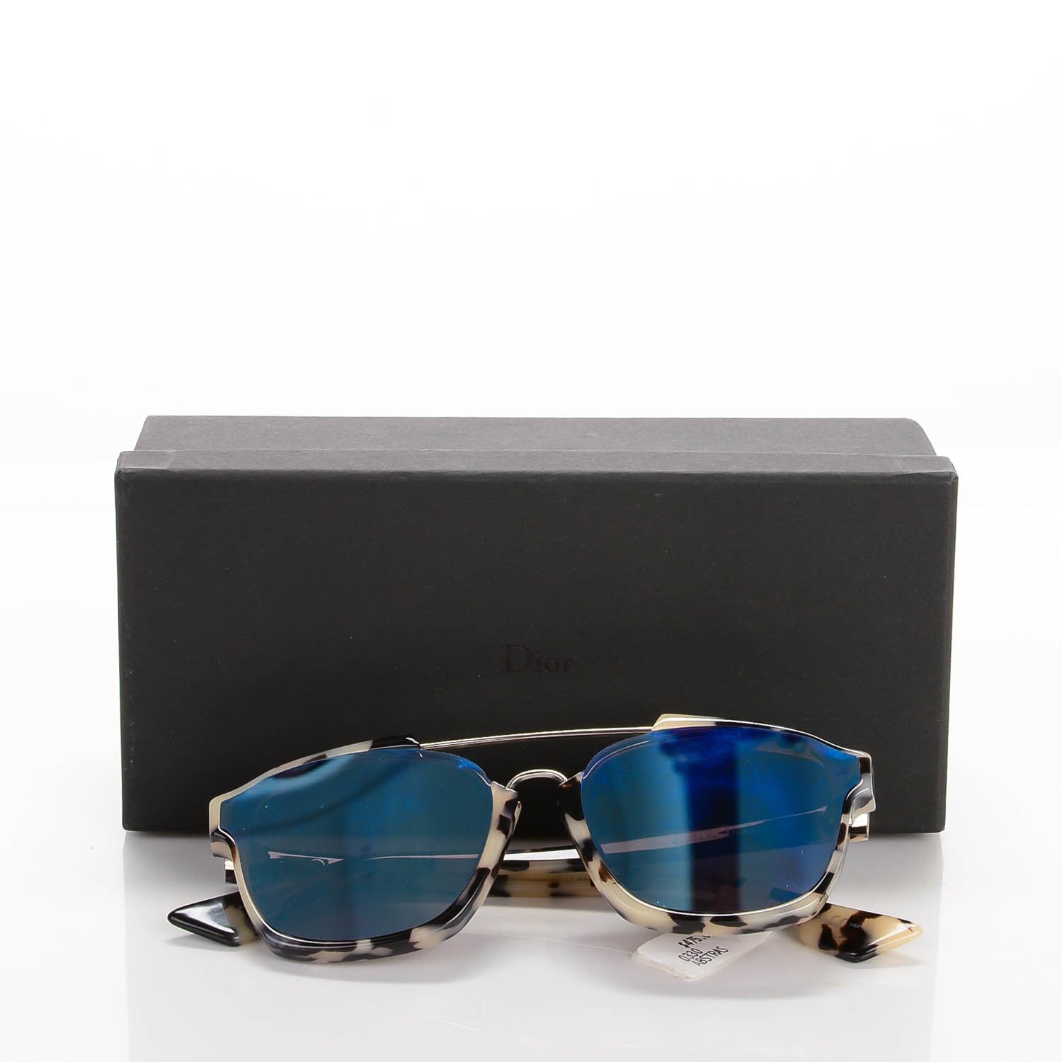 Christian Dior Abstract Mirrored Sunglasses Spotted Havana Blue 6 of 6