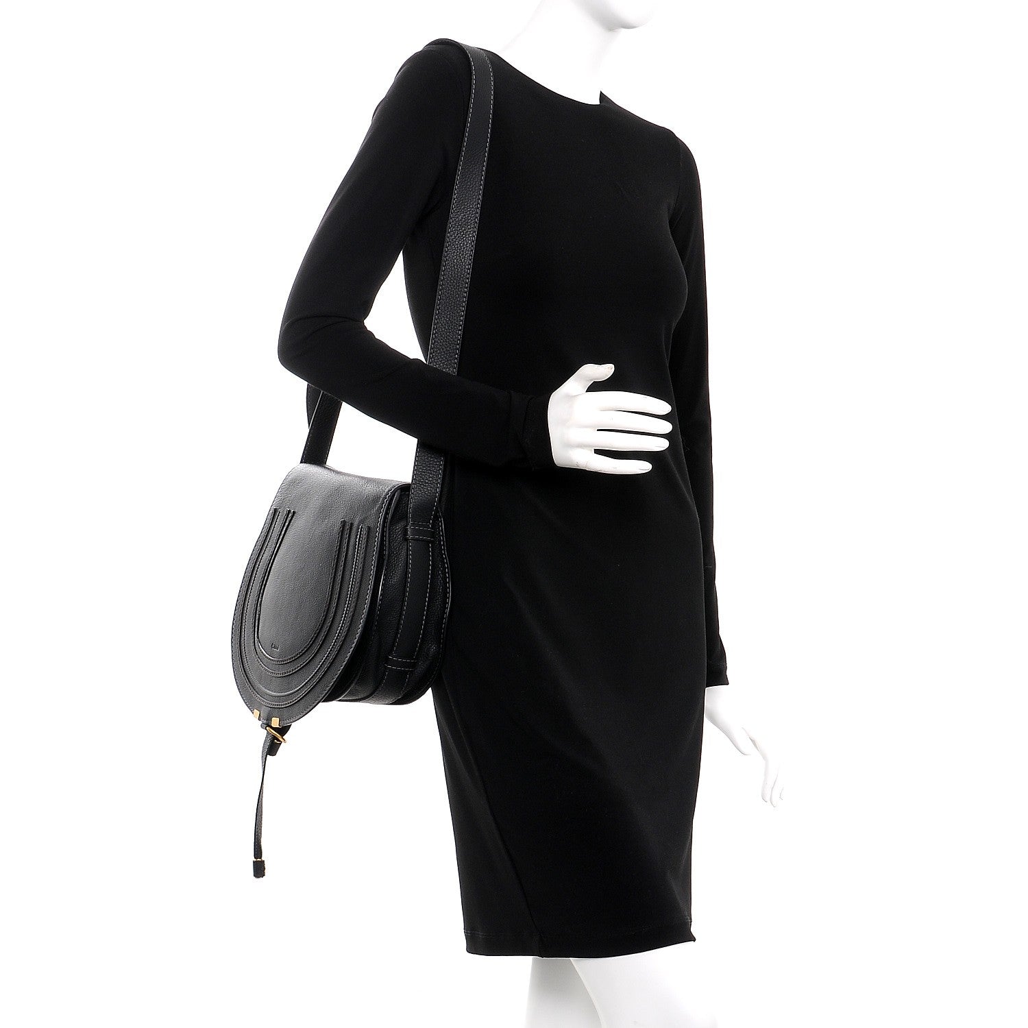 Chloe Calfskin Medium Marcie Round Crossbody Bag Black 2 of 8