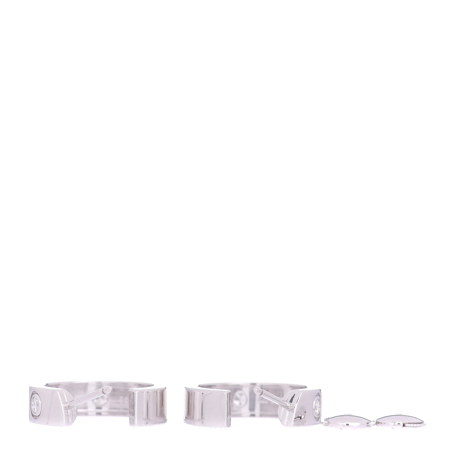 Cartier 18K White Gold 6 Diamond 5.5mm LOVE Hoop Earrings 3 of 4