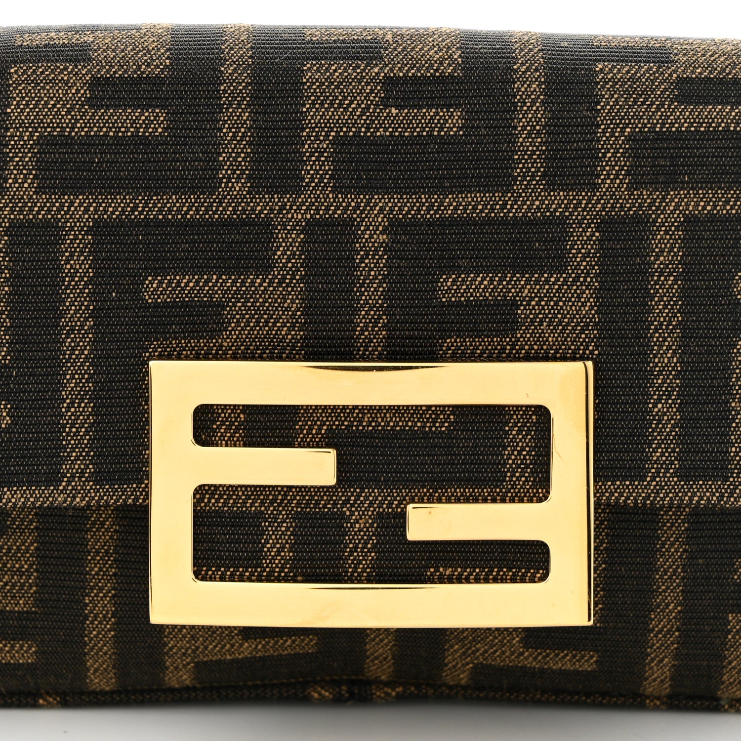 Fendi Fabric Jacquard FF 1974 Phone Baguette Tobacco Moro 8 of 10