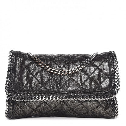 Stella McCartney Metallic Shaggy Deer Quilted Falabella Shoulder Flap Black 1 of 8