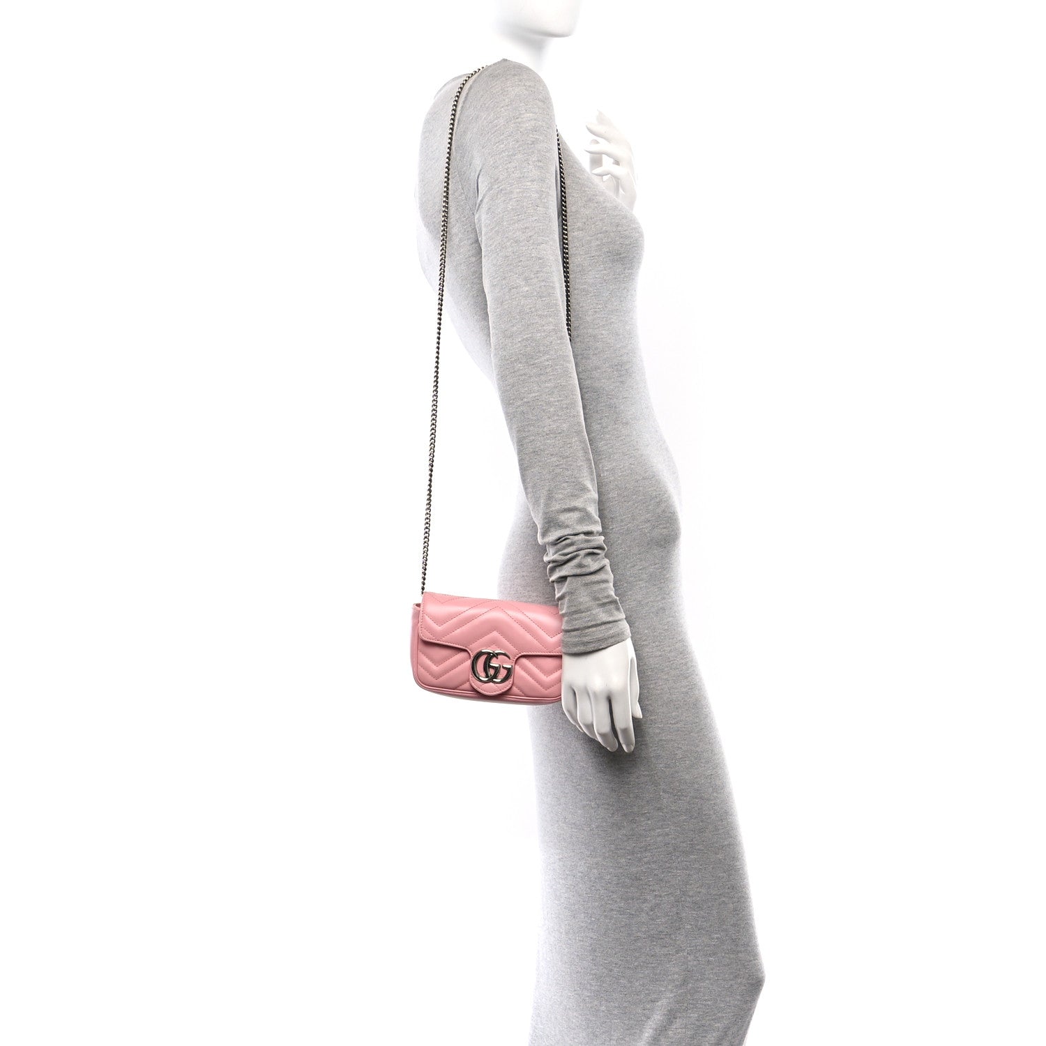 Gucci Calfskin Matelasse Super Mini GG Marmont Shoulder Bag Wild Rose 2 of 9