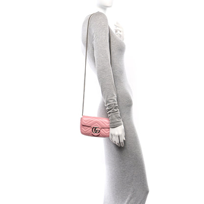 Gucci Calfskin Matelasse Super Mini GG Marmont Shoulder Bag Wild Rose 2 of 9