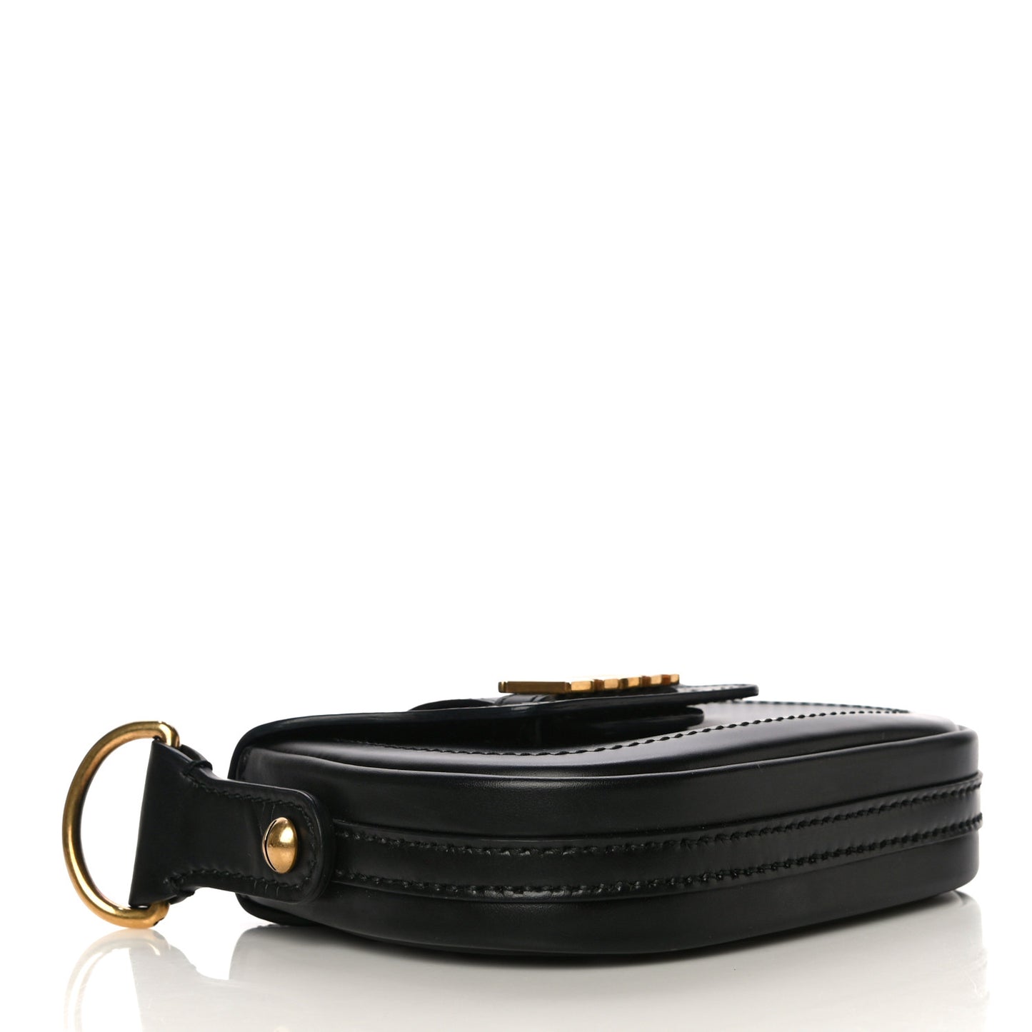 Calfskin Mini D Fence Saddle Bag Black