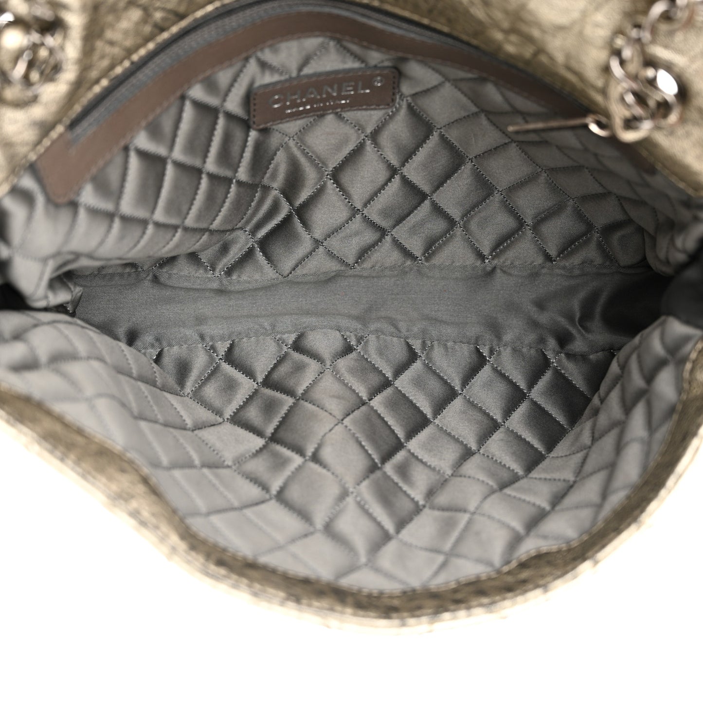 Distressed Metallic Lambskin Quilted Le Marais Ligne Flap Gold