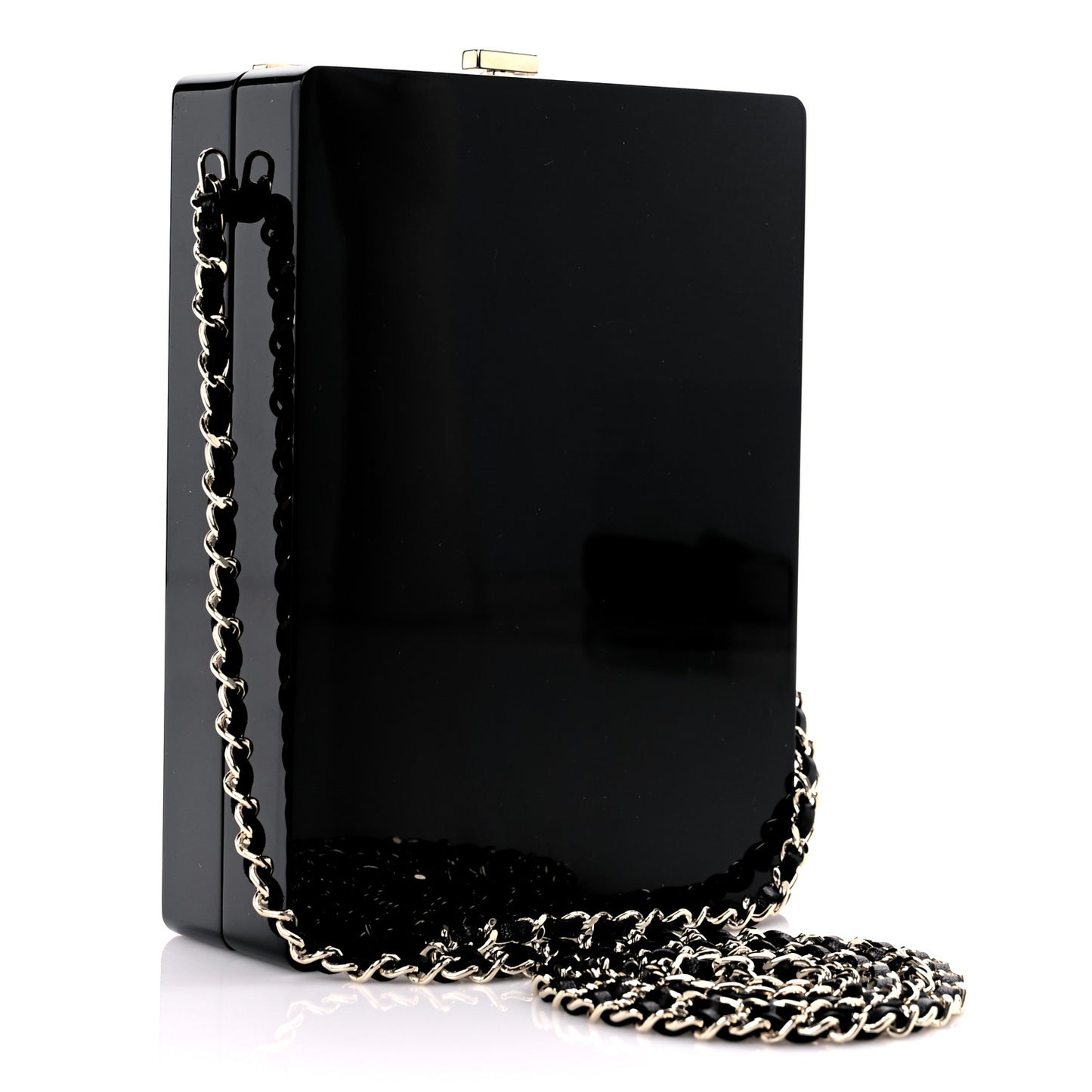 Plexiglass Strass Mosaic No 5 Minaudière Clutch Black