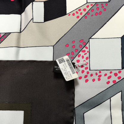 Hermes Silk On a Summer Day Shawl 140 Anthracite Gris Rose 4 of 4