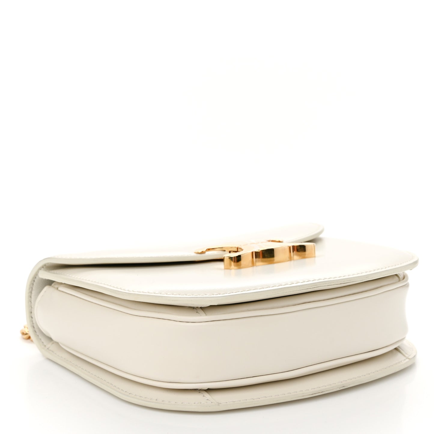 Shiny Calfskin Triomphe Chain Besace Clea White