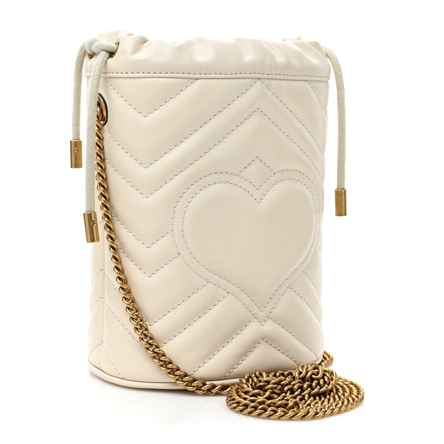 Gucci Calfskin Matelasse Mini GG Marmont 2.0 Bucket Bag White 3 of 11