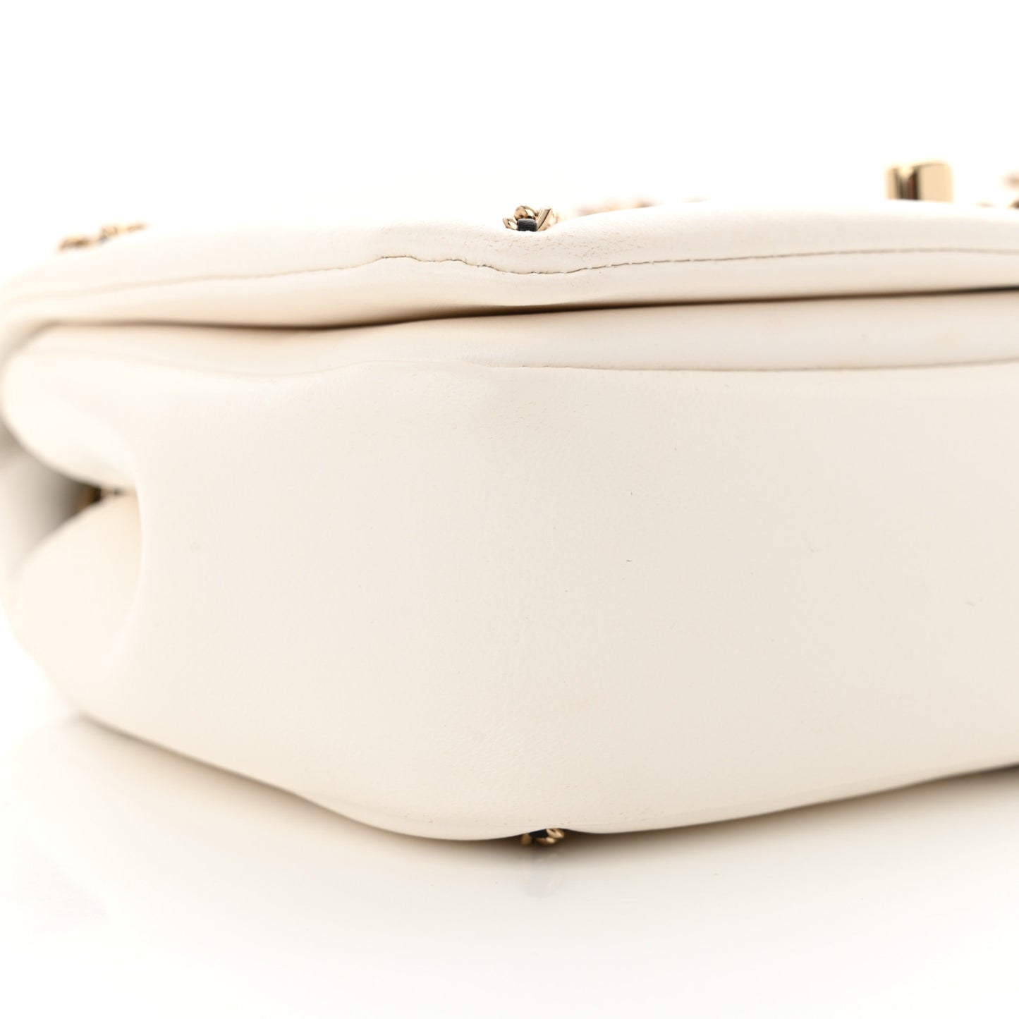 Lambskin Small Entwined Chain Flap White