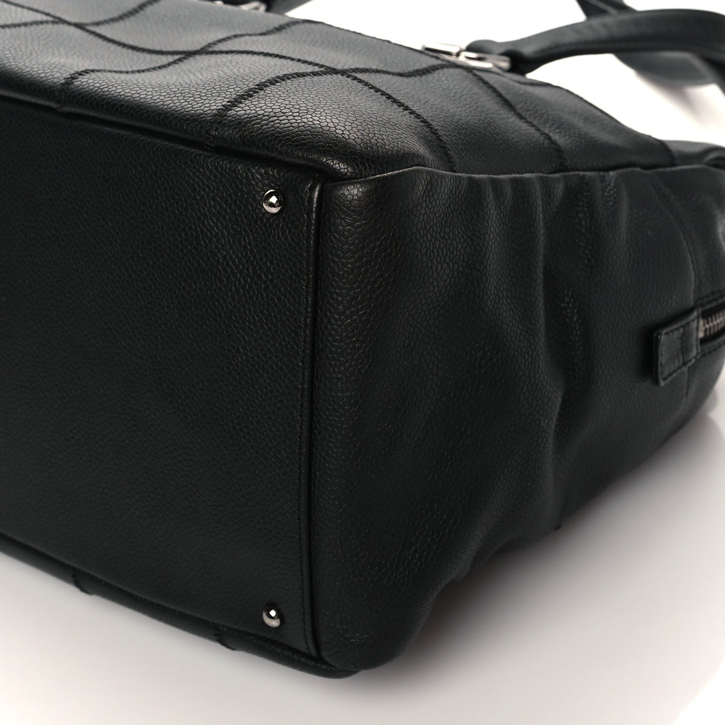 Caviar Square Stitched Large Tote Black