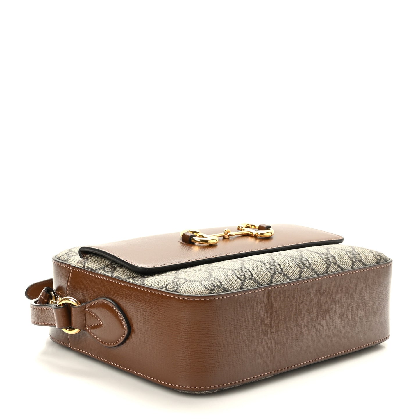 GG Supreme Monogram Small Horsebit 1955 Shoulder Bag Beige Brown Sugar