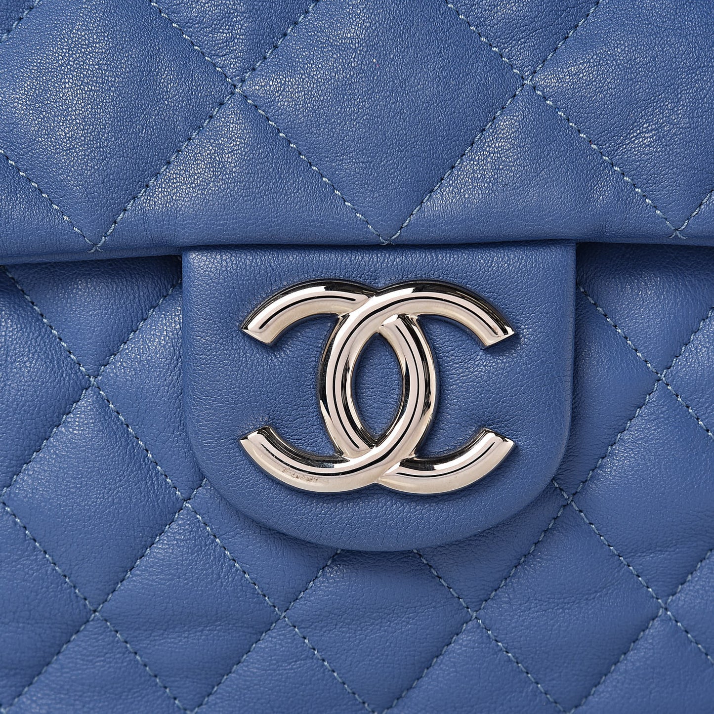 Washed Lambskin Quilted Chain Around Maxi Flap Light Blue