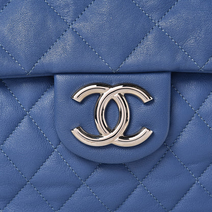 Chanel Washed Lambskin Quilted Chain Around Maxi Flap Light Blue 8 of 14