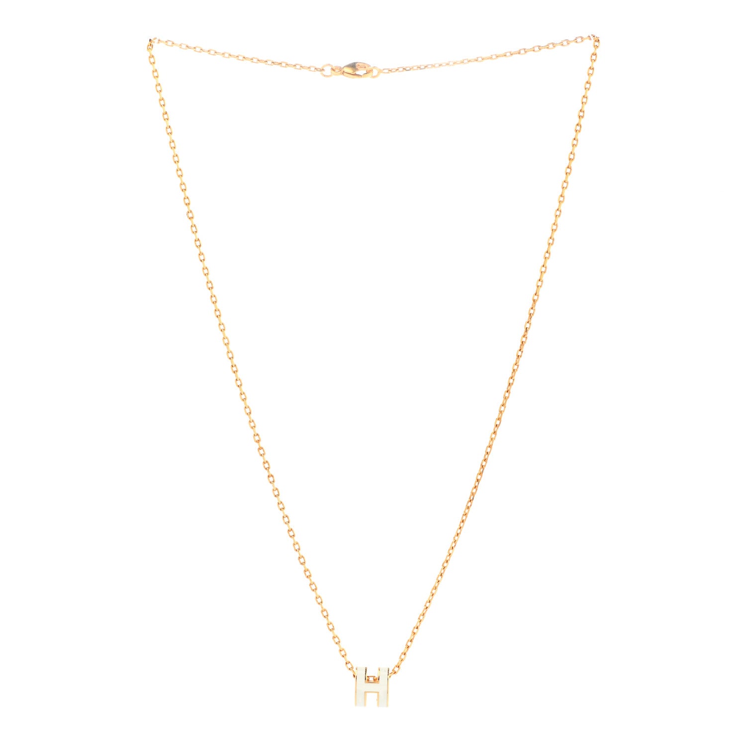 Hermes Lacquered Gold Mini Pop H Pendant Necklace White 3 of 8