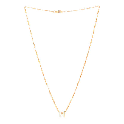 Hermes Lacquered Gold Mini Pop H Pendant Necklace White 3 of 8
