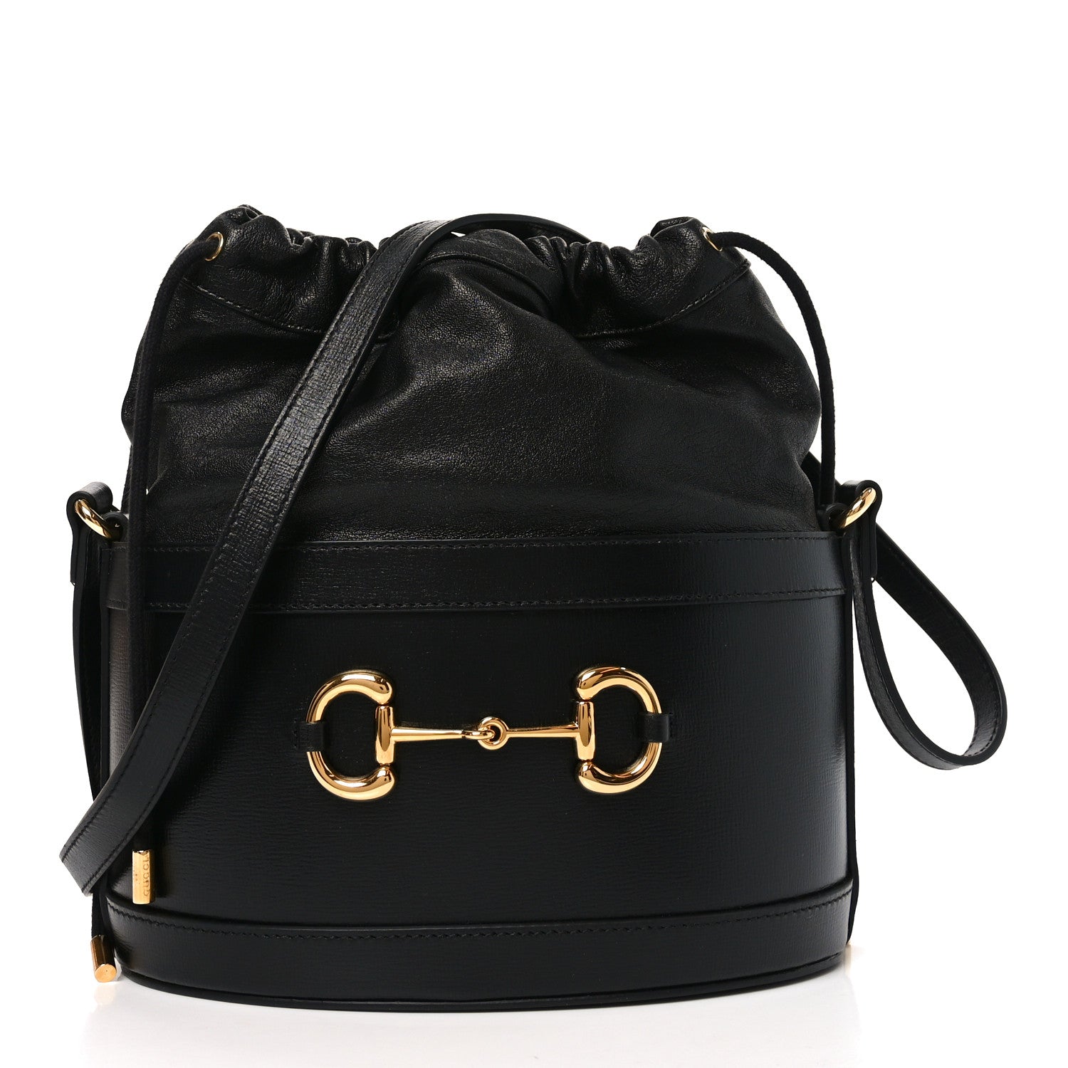Gucci Azalea Sakai Calfskin Horsebit 1955 Drawstring Bucket Bag Black 1 of 10