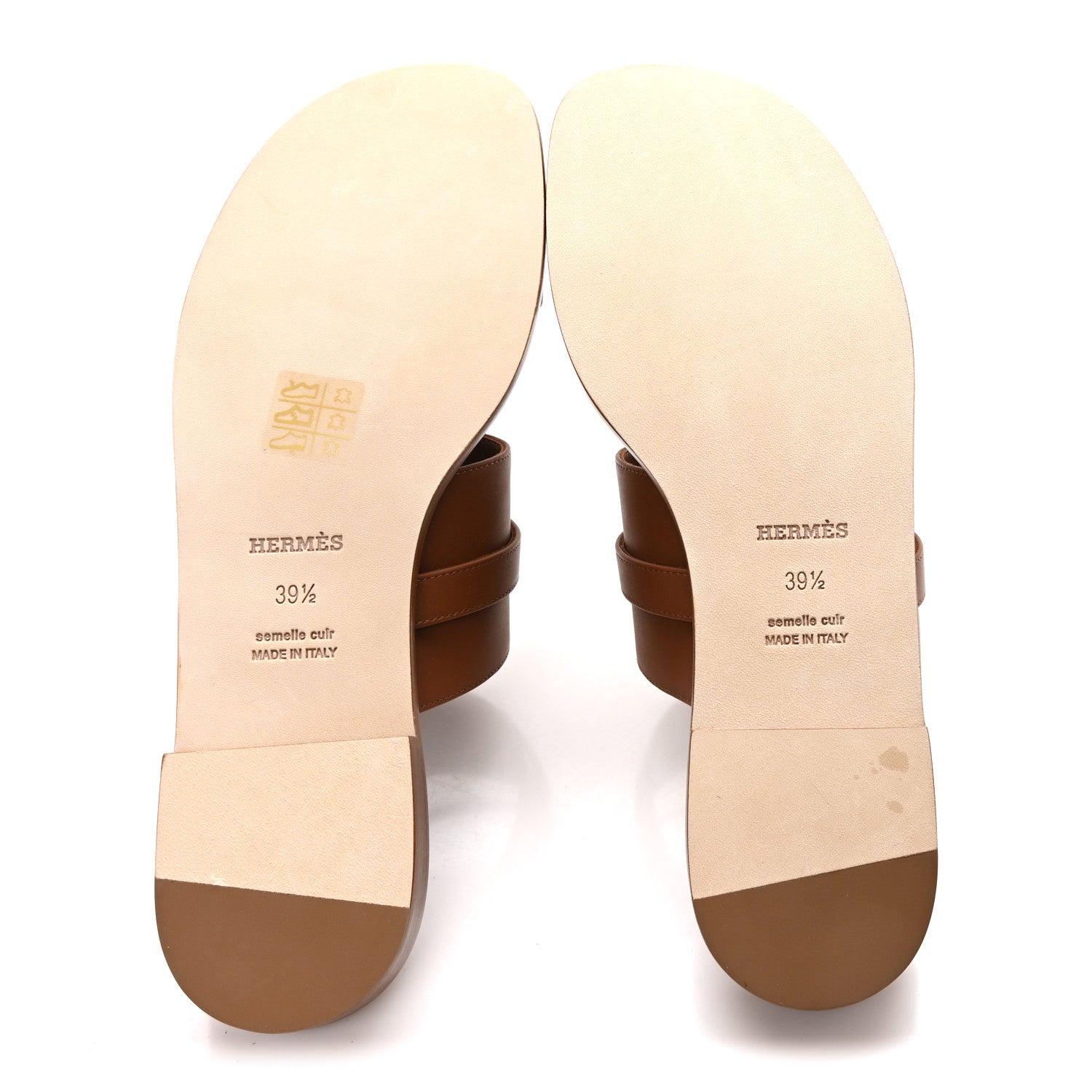Hermes Calfskin Nina Sandals 39.5 Gold 6 of 10