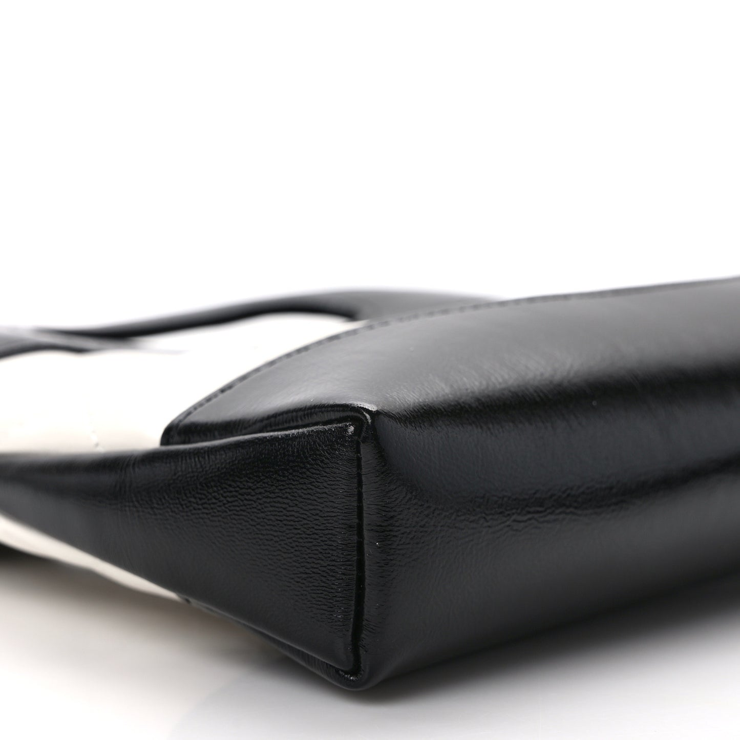 Shiny Crumpled Calfskin Quilted Nano 31 Shopping Bag White Black