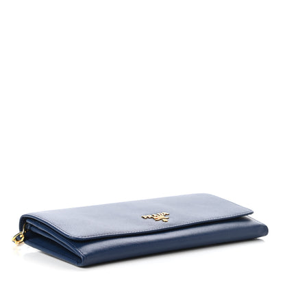 Prada Saffiano Metal Oro Chain Wallet Bleuette 4 of 10