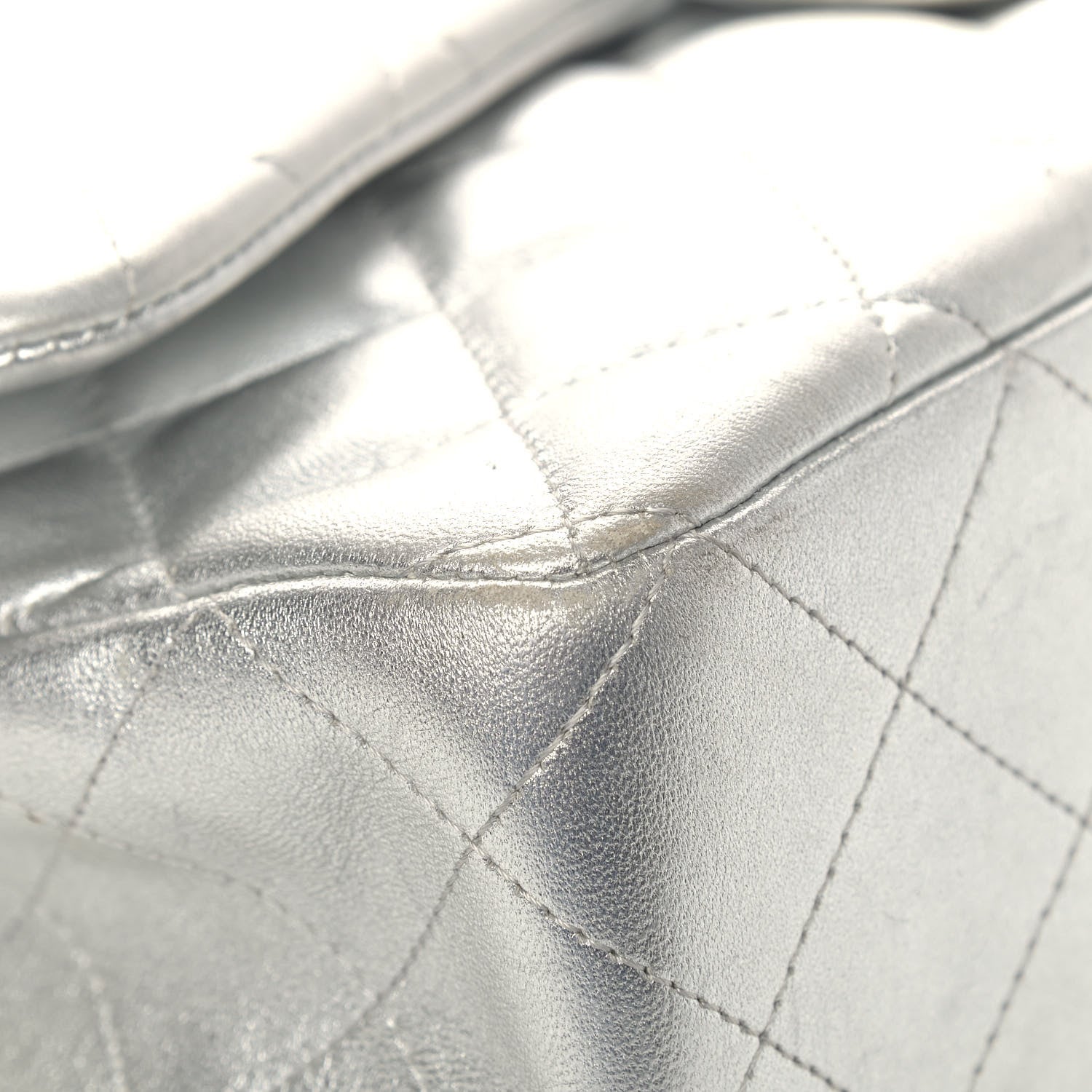 Chanel Metallic Lambskin Quilted Jumbo Single Flap Silver 11 of 17
