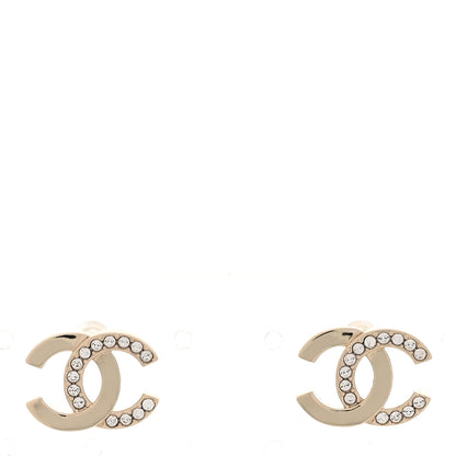 Chanel Metal Crystal CC Earrings Gold 1 of 5