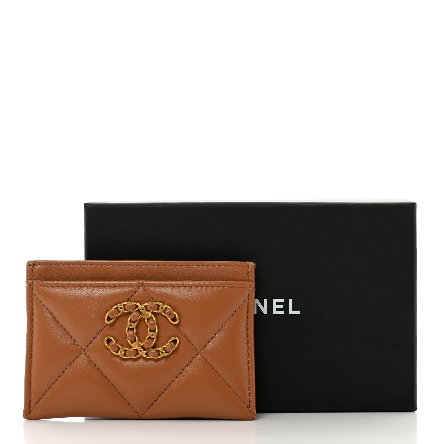 Chanel Lambskin Quilted Chanel 19 Card Holder Brown 9 of 9