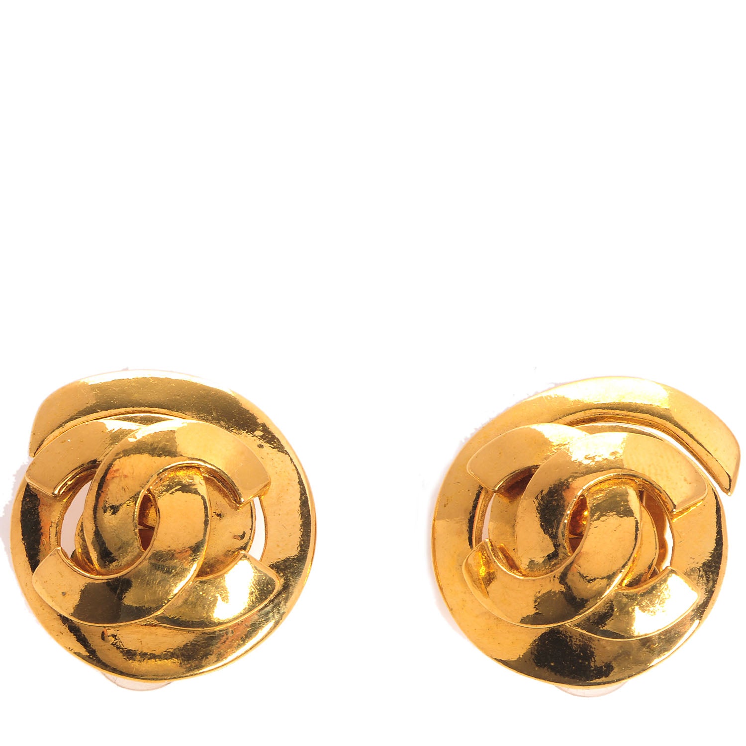 Chanel Spiral CC Clip On Earrings Gold 1 of 5