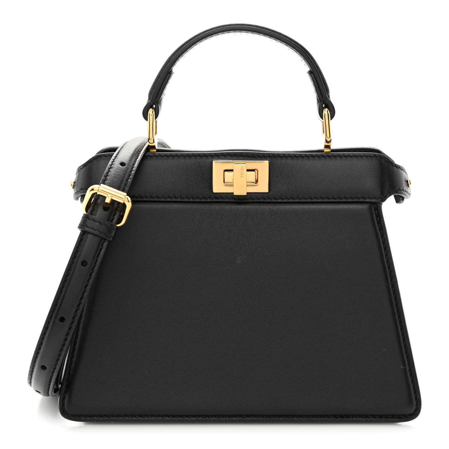 Fendi Shiny Nappa Petite Peekaboo I SEE U Satchel Black 1 of 13