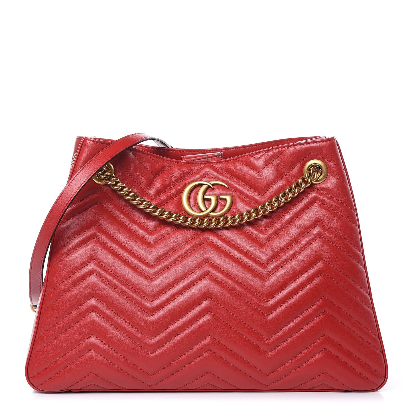 Calfskin Matelasse Medium GG Marmont Shoulder Tote Bag Hibiscus Red