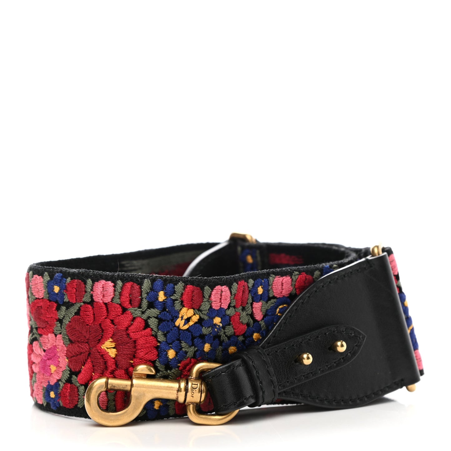 Lambskin Canvas Embroidered Floral Shoulder Strap Multicolor