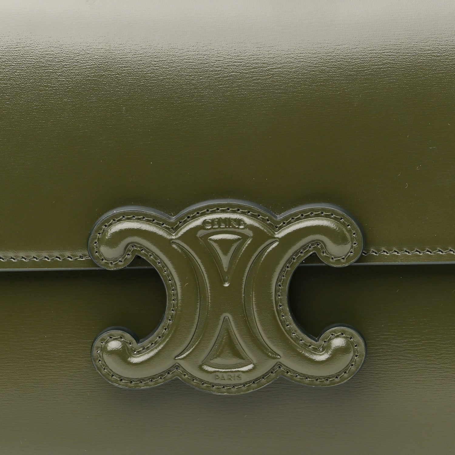 Celine Shiny Calfskin Cuir Triomphe Dark Olive 8 of 10