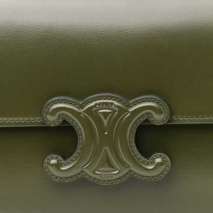 Celine Shiny Calfskin Cuir Triomphe Dark Olive 8 of 10