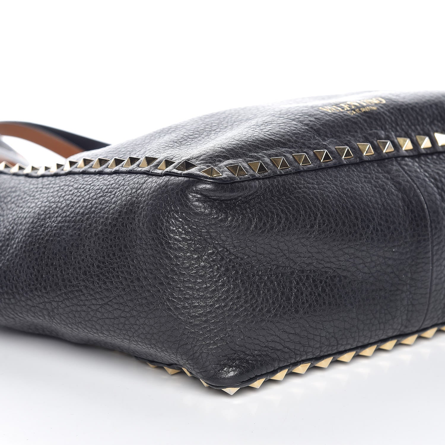 Valentino Garavani Pebbled Calfskin Small Rockstud Reversible Tote Black Light Cuir 8 of 13
