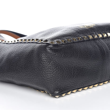 Valentino Garavani Pebbled Calfskin Small Rockstud Reversible Tote Black Light Cuir 8 of 13