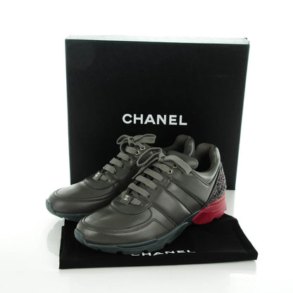 Chanel Calfskin Tweed Sneakers 43 Grey Black 7 of 7