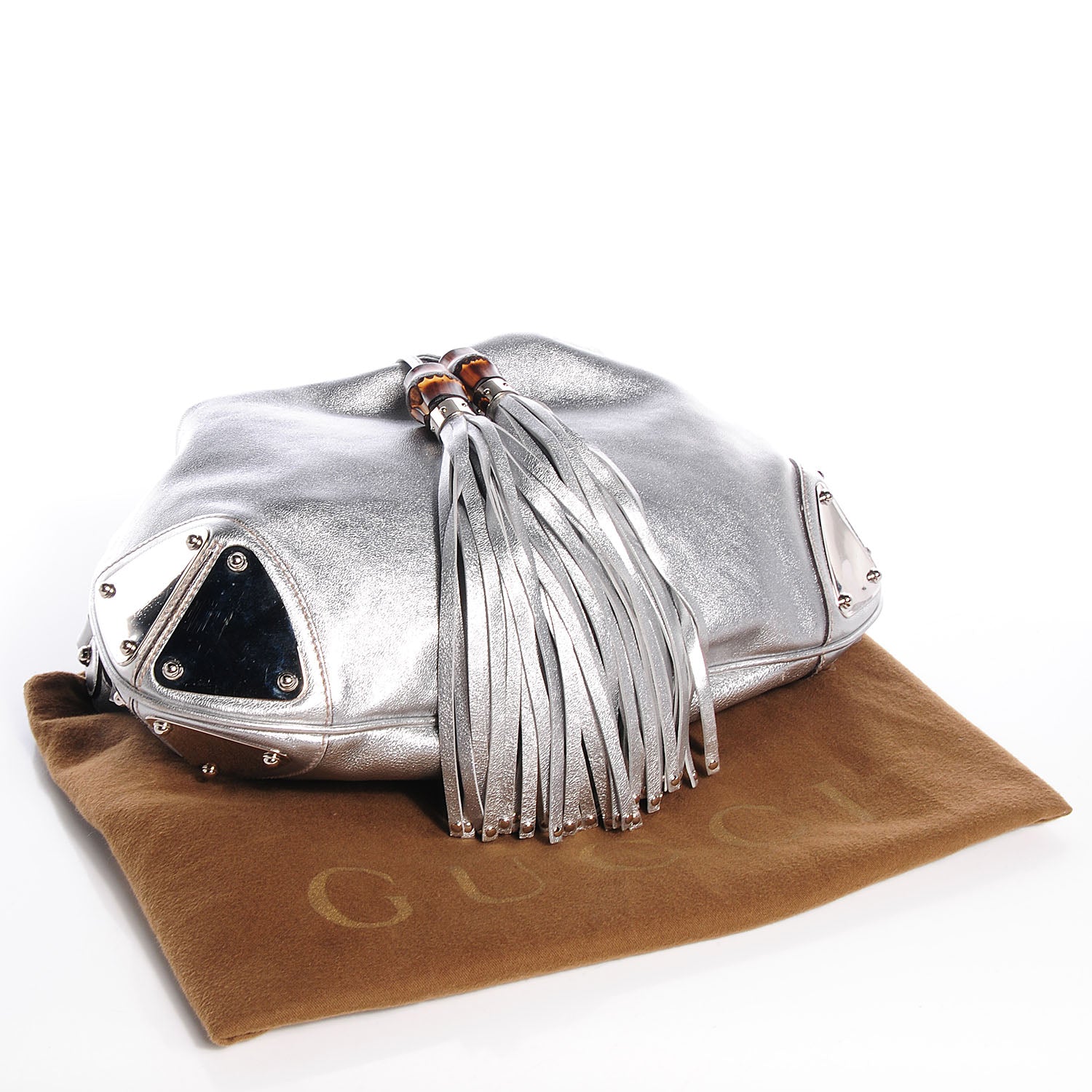 Gucci Leather Medium Indy Top Handle Hobo Silver 4 of 9